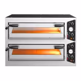 Electric Deck Pizza Oven - Twin Deck - Refractory Stone Deck - 4+4 x Ø 30cm (12") - 230V 3 Phase - Mechanical Controls - up to 450°C