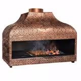 Houtskool koperen grill - 1500mm - gesloten uitvoering - 1 grillrooster