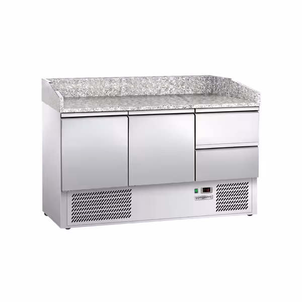 Pizzawerkbank ECO - 1400x700mm - granieten werkblad - met 2 deuren & 2 laden
