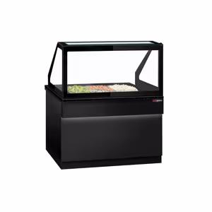 Saladette TORONTO - 1250mm - Zwarte voorkant - 2 deuren - voor 3x GN 1/1 - Zwart granieten werkblad