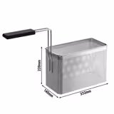 Cestello per pasta 1/2 | Serie Mario - 140x332x220mm - acciaio inox | 1 manico | angoli arrotondati | materiali resistenti al calore - per cuocipasta