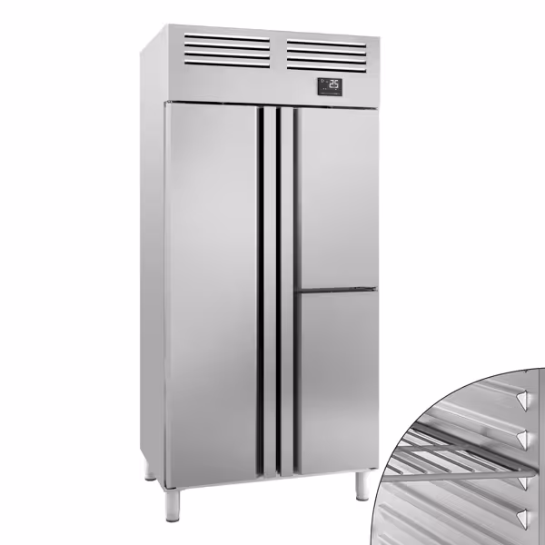 Холодильник  Нержавеющая сталь PREMIUM  PLUS- GN 1/1 -745 Л. - с 1 Дверью и 2 Полудверями из нержавеющей стали