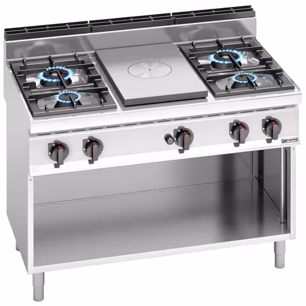 Cocina mixta placas eléctricas y fuegos a gas - 28,0kW - 4 fuegos