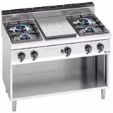 Cocina mixta placas eléctricas y fuegos a gas - 28,0kW - 4 fuegos