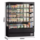 Expositor mural refrigerado - 1524mm - 693L - com 2 portas em vidro duplo & 4 prateleiras - Preto