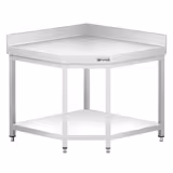Stół roboczy narożny ze stali nierdzewnej PREMIUM - 1000x700mm - z półką & z rantem & wzmocniony