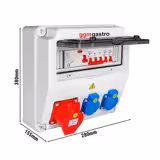 Coffret de chantier électrique - 2x 2P+T 16A 230V & 1x CEE 16A 400V 5P (rouge) - Triphasé 400V - IP54 - avec interrupteur différentiel 30 mA intégré