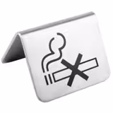 (12 pcs) Table Tent - 2-piece Set - "No Smoking" - Stainless Steel - 55x35mm