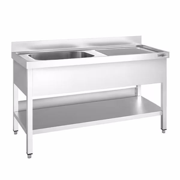Evyeli Yıkama Tezgahı PREMIUM - 1400x700mm - Alt Tablalı - Tek Evyeli Sol