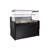 Koelvitrine - 1280x975mm - 120 liter - zwart - achterzijde 2 schuifdeuren - rechte ruit - marmerren werkblad