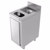 Commercial sink cabinet - Stainless steel - 400 x 600 mm - With sink and waste bin