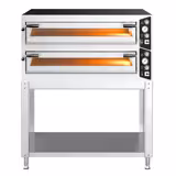 Forno elettrico per pizza - Platea in mattoni refrattari - 1340x900mm - 6+6 pizze Ø35cm - fino a 450°C - Meccanico - incl. Sottotelaio/Supporto