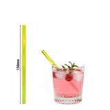 (50 pieces) – Reusable Glass Drinking Straws – 150 mm – Ø 8 mm – Neon Yellow – Includes 1 Cleaning Brush