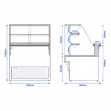 Koelvitrine TORONTO - 1000x880mm - dubbele beglazing - houtfront - 2 planken - granieten werkblad