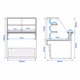 Banco gastronomia professionale TORONTO - 1000x880mm - Ventilata - Doppi vetri - Colore Nero opaco - Pannello frontale Legno naturale - con 2 ripiani - piano di lavoro in granito nero