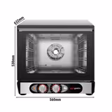 Elétrico Forno convector Analógico - 1 câmaras de cozedura - 4x 450x340mm - Aço inoxidável - incl. 4x Tabuleiros 450x340mm