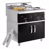Električna friteza s dva korita - 10+10 L - 28,5 kW - s ispustom za ulje - s ormarićem - s ormarićem s 2 vrata