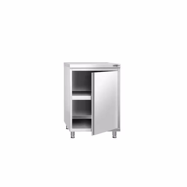 Szafka robocza ze stali nierdzewnej PREMIUM - 600x600 mm - z drzwiami na zawiasach bez panelu tylnego