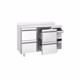 Arrière-bar réfrigéré professionnel PREMIUM - 1580x600 mm - 4 tiroirs, dosseret & bac à marc pour café