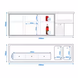 Lada barmańska PREMIUM PLUS - 2500x700mm - 6 Szuflady - z 2 komorami z prawej