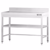 Edelstahl Arbeitstisch PREMIUM - 1000x800mm - mit Grundboden, Aufkantung & Verstrebung