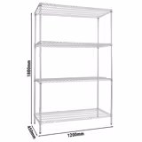 4-Tier Wire Shelving Unit 1200x450 mm ECO – Chrome - 180 kg total load - Adjustable shelves