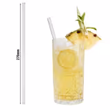 (50 pcs) Glass Drinking Straws - 270mm - ø 8mm - straight - Clear - incl. 1 Nylon cleaning brush