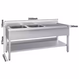 Stainless Steel Commercial Sink Unit ECO - 2000x700mm - with Double Bowl Left-hand - with Undershelf - with Upstand