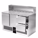 Commercial Saladette Counter PREMIUM - 1368mm - 402L - 2 doors & 2 drawers - with stainless steel hinged lid for 8 x GN 1/6