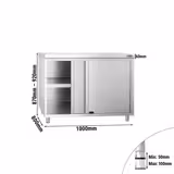 Työpöytä ruostumattomasta teräksestä PREMIUM - 1800x800mm - liukuovella