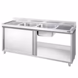Commercial Sink Cabinet PREMIUM - 2000x600mm - with 2 bowls centre