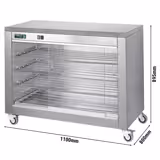 Vitrine chauffante professionnelle - portes arrière coulissantes - 2kW - 4 étagères - 1100x800x895mm