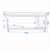Stainless steel work cabinet ECO - 2000x700mm - with 3 drawers on the right & upstand