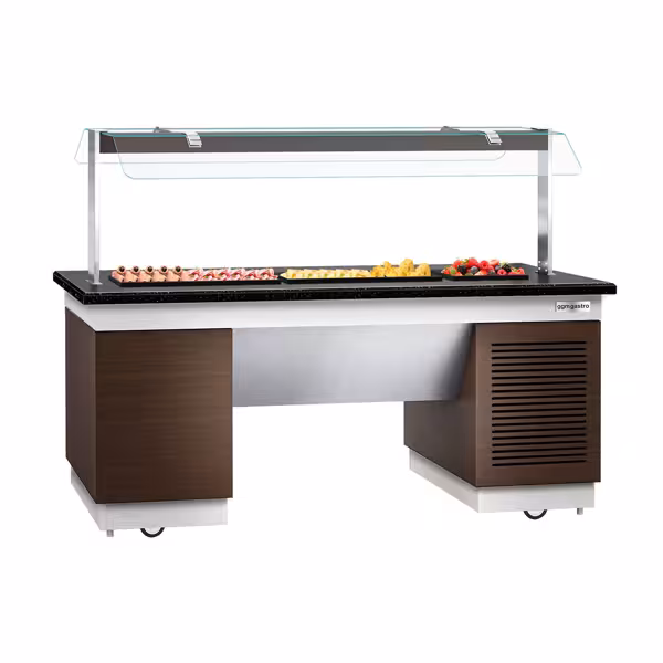 Buffet gekoeld DUBLIN - 2000mm - met gekoelde plaat & zwenkwielen