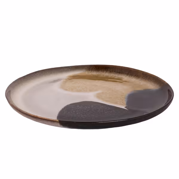 (4 pcs) AQUAREL | - Stoneware - Ø280mm - Beige/Blue