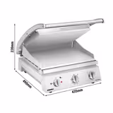 ROBAND | Kontaktní gril | Hamburger gril - 2,2 kW - nahoře & dole hladký - grilovací plocha: 375x275mm