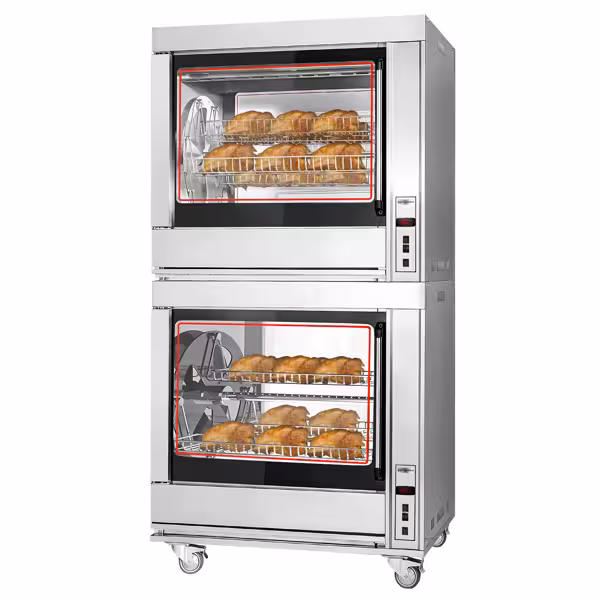 Elektro Rotations Hähnchengrill - 20 kW - mit 14 Drehkörben für bis zu bis zu 84 Hähnchen