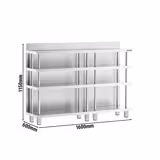 Tavolo in acciaio inox - 1600x600mm - con alzatina 100mm & 8 ripiani
