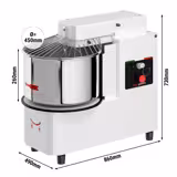 Teigknetmaschine - 42 Liter / 38 kg - 1 Geschwindigkeit - Kessel abnehmbar & Rührwerk aufklappbar - Timerfunktion