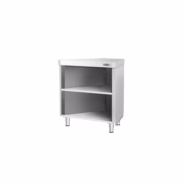 Tavolo armadiato ad angolo in acciaio inox KOPENHAGEN - 984x663mm - con porta a battente