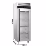 Vrieskast RVS PREMIUM - GN 2/1 - 700mm - 700liter - tot -20°C tot -12°C - met 1 glasdeur - geforceerde koeling, automatische ontdooiing & LED‑verlichting