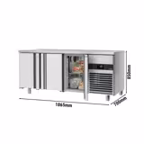 Masă frigorifică PREMIUM - 1865x700mm - cu 3 uși - rebord