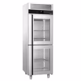 Upright Display Fridge Stainless steel PREMIUM - GN 2/1 - 700L - with 2 glass doors