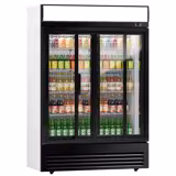 Drankenkoelkast - 1295mm - 880L - digitaal display - 2 glazen schuifdeuren & LED-interieurverlichting - zwart