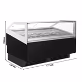 Vetrina Gelato ADAM - 1723mm - Refrigerazione ventilata - con Illuminazione LED - per 18x Vasca da gelato da 5 Litri / 12x Vasca da gelato da 7 Litri - Nero