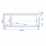 Edelstahl Arbeitsschrank ECO - 2000x600mm - mit 3 Schubladen links ohne Aufkantung