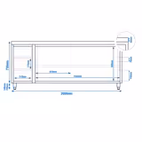 Rozsdamentes acél munkaszekrény PREMIUM - 2000x600 mm - tolóajtós, 3 fiókos – bal oldali fiókblokk