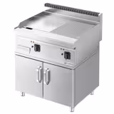 Commercial Electric Griddle - 9.0kW - Smooth/Ribbed Plate (half & half) - Cooking area: 595x500mm - with Cabinet Base - 2 Doors