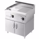 Elektro Bratplatte - 9 kW - Glatt & Gerillt - inkl. Unterbau mit 2 Türen