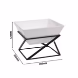 Stalak za poslastice - nehrđajući čelik (inox), melamin, crno - Kvadratni - 200x200 mm - Visina: 175 mm - uklj. 1 posuda od melamina